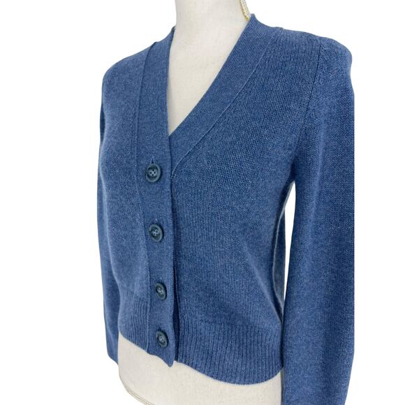 Jill Roberts 100% Cashmere Shrunken V-Neck Cardigan in Blue - Picture 8 of 11